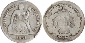 Liberty Seated Dime

1861-S Liberty Seated Dime. Fortin-101. Rarity-5. VG-8 (PCGS).

PCGS# 4634. NGC ID: 239G.

Estimate: $ 250