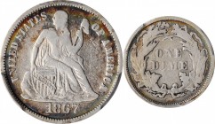 Liberty Seated Dime

1867 Liberty Seated Dime. Fortin-102. Rarity-5. Fine-15 (PCGS).

PCGS# 4645. NGC ID: 239U.

Estimate: $ 800