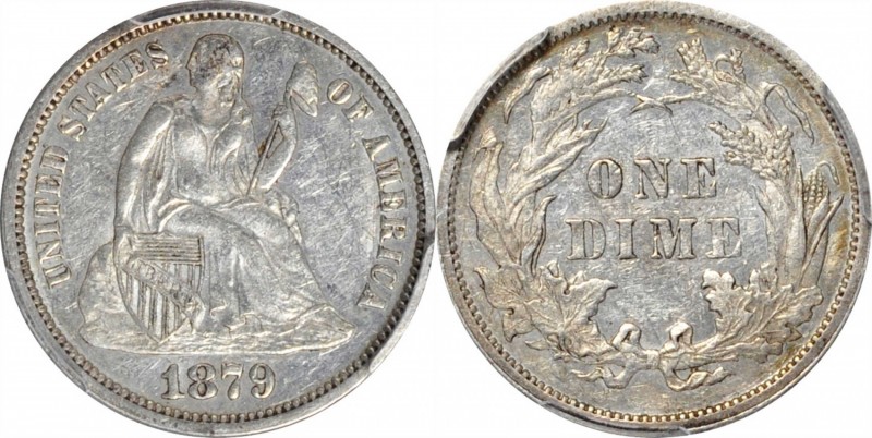 Liberty Seated Dime

1879 Liberty Seated Dime. Fortin-104a. Rarity-4. Repunche...