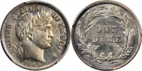 Barber Dime

1895 Barber Dime. Proof. Unc Details--Harshly Cleaned (PCGS).

PCGS# 4879. NGC ID: 23G8.

Estimate: $ 200