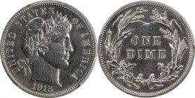 Barber Dime

1915 Barber Dime. Proof-62 (PCGS).

PCGS# 4899. NGC ID: 23GW.

Estimate: $ 275