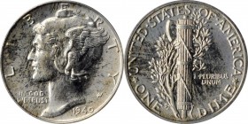 Mercury Dime

1940 Mercury Dime. Proof-66 (PCGS). OGH.

PCGS# 5075. NGC ID: 27DL.

Estimate: $ 150