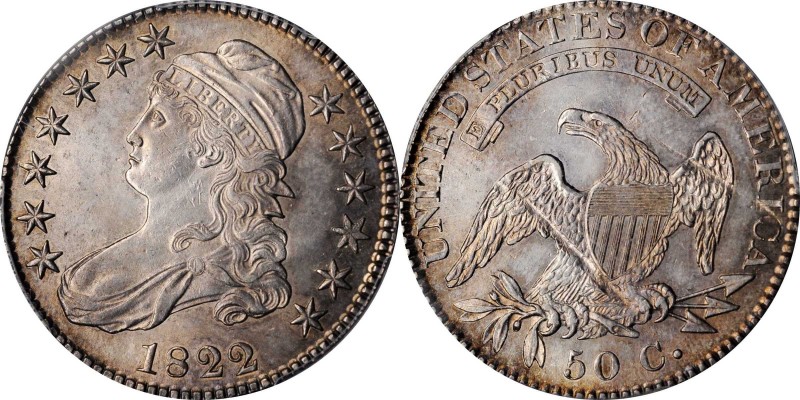 Capped Bust Half Dollar

1822 Capped Bust Half Dollar. O-104. Rarity-3. Unc De...