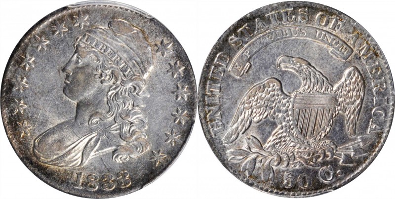 Capped Bust Half Dollar

1833 Capped Bust Half Dollar. O-113. Rarity-2. AU Det...