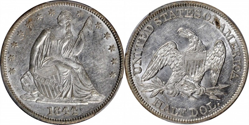 Liberty Seated Half Dollar

1844 Liberty Seated Half Dollar. WB-6. Rarity-3. R...