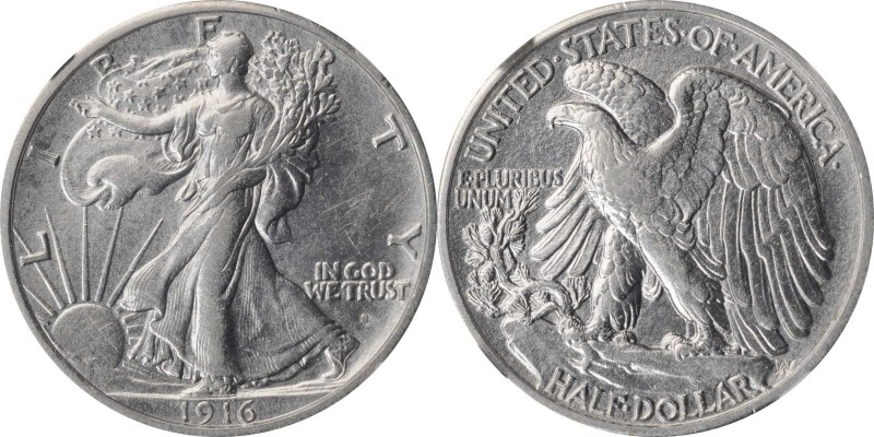 Walking Liberty Half Dollar

1916-S Walking Liberty Half Dollar. AU Details--C...