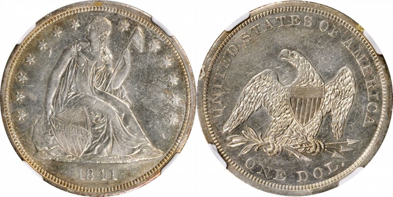Liberty Seated Silver Dollar

1841 Liberty Seated Silver Dollar. OC-3. Rarity-...
