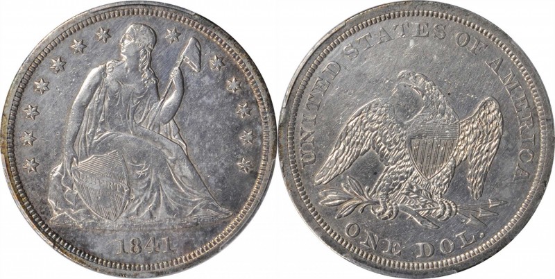 Liberty Seated Silver Dollar

1841 Liberty Seated Silver Dollar. OC-2. Rarity-...