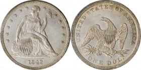 Liberty Seated Silver Dollar

1842 Liberty Seated Silver Dollar. OC-4. Rarity-1. AU-53 (PCGS). CAC.

PCGS# 6928. NGC ID: 24YC.

From the Dr. Jef...