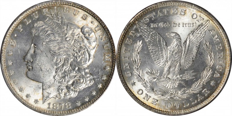 Morgan Silver Dollar

1878 Morgan Silver Dollar. 8 Tailfeathers. MS-62 (PCGS)....