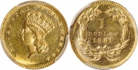 Gold Dollar

1881 Gold Dollar. MS-62 (PCGS).

PCGS# 7582. NGC ID: 25DK.

Estimate: $ 400
