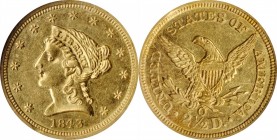 Liberty Head Quarter Eagle

1843-O Liberty Head Quarter Eagle. Small Date. Winter-5. AU-58 (NGC).

PCGS# 7731. NGC ID: 25GR.

From the Steve Stu...