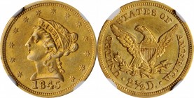 Liberty Head Quarter Eagle

1845 Liberty Head Quarter Eagle. AU-58 (NGC).

PCGS# 7737. NGC ID: 25GW.

From the Steve Studer Collection.

Estim...