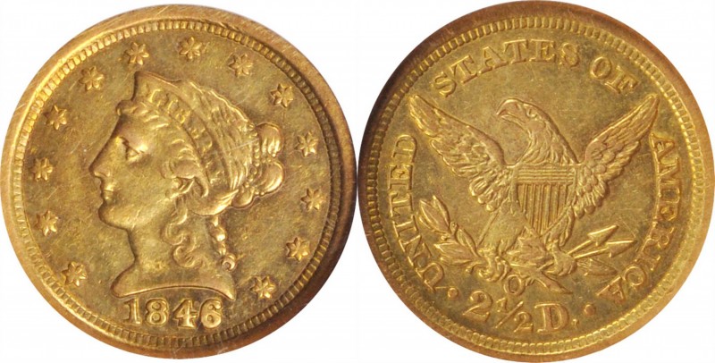 Liberty Head Quarter Eagle

1846-O Liberty Head Quarter Eagle. Winter-1. AU-50...