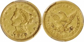 Liberty Head Quarter Eagle

1847-O Liberty Head Quarter Eagle. Winter-3. VF Details--Graffiti (PCGS).

PCGS# 7747. NGC ID: 25H8.

Estimate: $ 27...