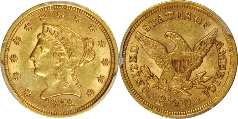 Liberty Head Quarter Eagle

1852 Liberty Head Quarter Eagle. AU-58 (PCGS).

...