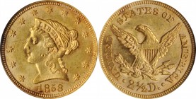 Liberty Head Quarter Eagle

1858 Liberty Head Quarter Eagle. MS-61 (NGC).

PCGS# 7786. NGC ID: 25JG.

From the Steve Studer Collection.

Estim...