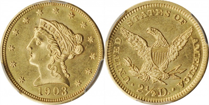 Liberty Head Quarter Eagle

1903 Liberty Head Quarter Eagle. MS-63 (PCGS).

...