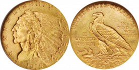 Indian Quarter Eagle

1915 Indian Quarter Eagle. MS-63 (NGC).

PCGS# 7948. NGC ID: 289A.

Estimate: $ 450