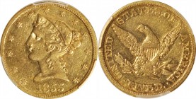 Liberty Head Half Eagle

1855 Liberty Head Half Eagle. VF Details--Cleaned (PCGS).

PCGS# 8261. NGC ID: 25UP.

From the Collection of Silas Stan...