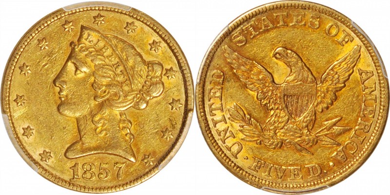 Liberty Head Half Eagle

1857 Liberty Head Half Eagle. AU-55 (PCGS).

PCGS# ...