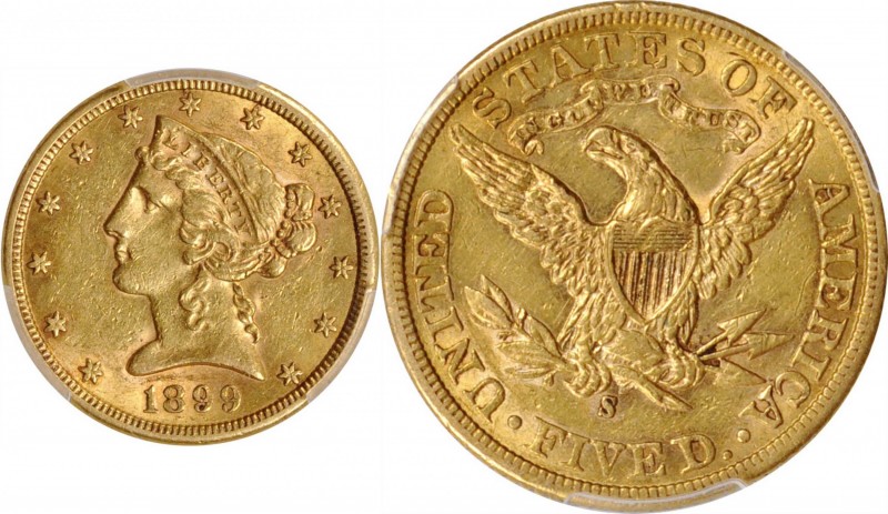 Liberty Head Half Eagle

1899-S Liberty Head Half Eagle. AU-53 (PCGS).

PCGS...