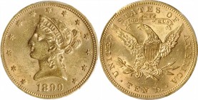 Liberty Head Eagle

1899 Liberty Head Eagle. AU-58 (PCGS).

PCGS# 8742. NGC ID: 267J.

Estimate: $ 1000