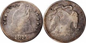 Circulating Contemporary Counterfeit U.S. Coins

1871 Contemporary Counterfeit Liberty Seated Quarter Dollar. Die Struck. Very Good.

Struck in no...