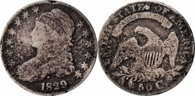 Circulating Contemporary Counterfeit U.S. Coins

1829 Contemporary Counterfeit Capped Bust Half Dollar. Cast. Lettered Edge. Fine, Bent.

A cast c...