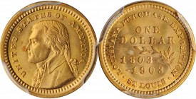 Louisiana Purchase Exposition Gold Dollar. Jefferson Portrait

1903 Louisiana Purchase Exposition Gold Dollar. Jefferson Portrait. MS-66 (PCGS).

...