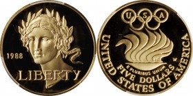 Seoul Olympiad Gold $5

1988-W Seoul Olympiad Gold $5. Proof-69 Deep Cameo (PCGS).

PCGS# 9631. NGC ID: 28PX.

Estimate: $ 300