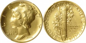 100th Anniversary Mercury Dime. Gold

2016-W 100th Anniversary Mercury Dime. Gold. First Strike. Specimen-70 (PCGS). Retro OGH.

PCGS# 597224.

...