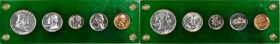 Proof Sets

1951 Proof Set. (Uncertified).

Housed in a green plastic case, this set included: Lincoln cent; Jefferson nickel; Roosevelt dime; Was...
