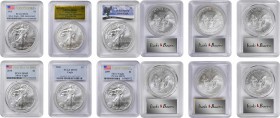 Silver Eagle

Lot of (6) Certified Silver Eagles, 2009-2018.

Included are: 2009 First Strike, MS-70 (PCGS); 2009 MS-70 (PCGS); 2014-(S) First Str...