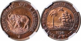 Mint Errors

Liberia. 1974 5 Cents--Double Struck on a U.S. Bronze Cent Planchet--Proof-64 RB (NGC).

3.1 grams.

Estimate: $ 500