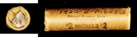 Rolls

Sealed BU Roll of 1950-D Jefferson Nickels.

Housed in a sealed paper wrapper on which is printed FEDERAL RESERVE BANK / OF CLEVELAND / $2 ...