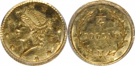 California Small Denomination Gold

Undated (1853-1854) Round 25 Cents. BG-224. Rarity-3. Liberty Head. Unc Details--Cleaned (PCGS).

PCGS# 10409....