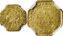 California Small Denomination Gold

1853-N Octagonal $1. BG-530. Rarity-2. Liberty Head. MS-61 (NGC).

PCGS# 10507. NGC ID: 2BLV.

Estimate: $ 6...