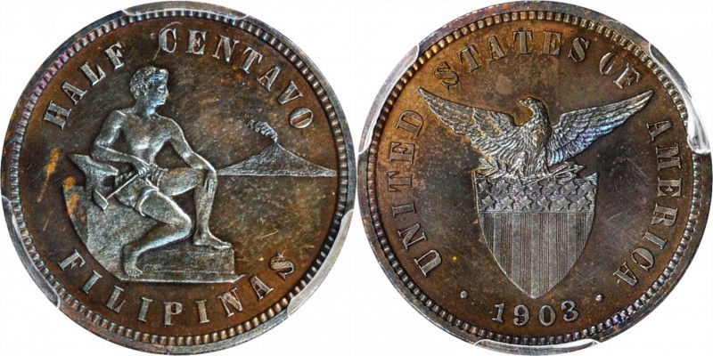 Half Centavo

1903 Half Centavo. Proof-64 BN (PCGS).

PCGS# 90015. NGC ID: 2...