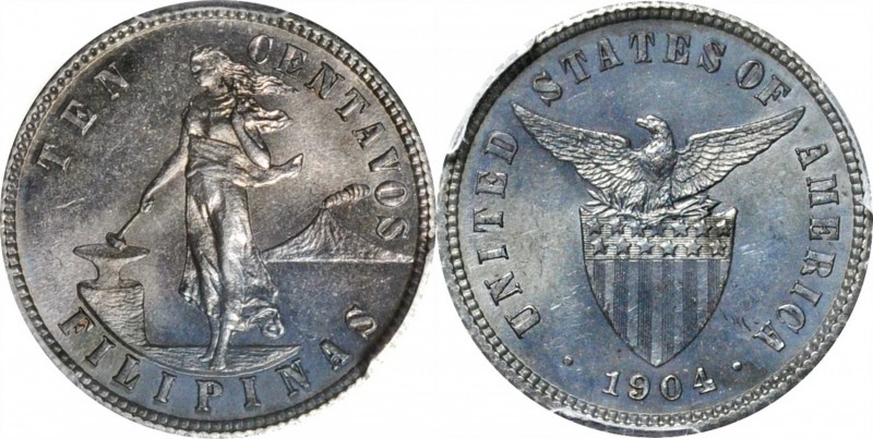 Ten Centavos

1904 Ten Centavos. Proof-65 (PCGS).

PCGS# 90269. NGC ID: 2C7Y...