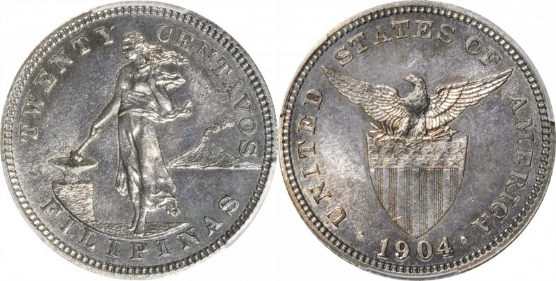 Twenty Centavos

1904 Twenty Centavos. Proof-64 (PCGS).

PCGS# 90324. NGC ID...