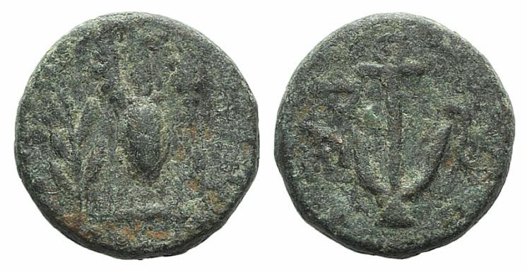 Northern Lucania, Paestum, c. 90-44 BC. Æ Semis (12.5mm, 2.76g, 12h). Laurel bra...