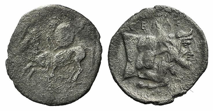 Sicily, Gela, c. 430-425 BC. AR Litra (11.5mm, 0.51g, 10h). Warrior on horseback...