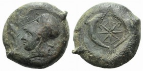 Sicily, Syracuse. Dionysios I (405-367 BC). Æ Drachm (32mm, 30.12g, 3h), c. 380 BC. Head of Athena l., wearing Corinthian helmet decorated with wreath...
