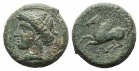 Sicily, Syracuse, 344-317 BC. Æ (20mm, 9.68g, 3h). Wreathed head of Persephone l. R/ Pegasos flying l.; Σ below. CNS II, 78; SNG ANS 526-9; HGC 2, 144...