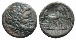 Sicily, Syracuse. Roman rule, after 212 BC. Æ (23mm, 8.85g, 1h). Laureate head of Zeus r. R/ Simulacrum driving slow quadriga. CNS II, 230; SNG ANS 10...