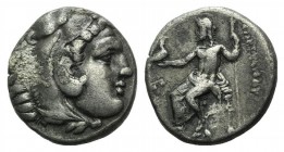 Kings of Macedon, Alexander III ‘the Great’ (336-323 BC). AR Drachm (15mm, 4.14g, 6h). Lampsakos (?). Head of Herakles r. wearing lion's skin. R/ Zeus...