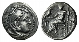 Kings of Macedon, Alexander III “the Great” (336-323 BC). AR Drachm (16mm, 4.24g, 12h). Magnesia ad Maeandrum, c. 325-323. Head of Herakles r., wearin...