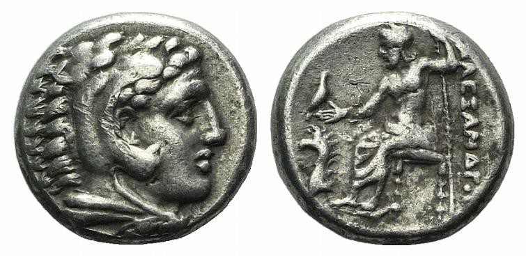 Kings of Macedon, Alexander III ‘the Great’ (336-323 BC). AR Drachm (14mm, 4.24g...