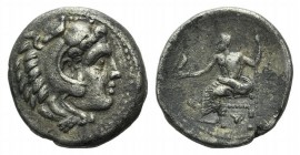 Kings of Macedon, Alexander III “the Great” (336-323 BC). AR Drachm (17mm, 4.15g, 12h). Sardis, c. 334-3 BC. Head of Herakles r., wearing lion's skin....